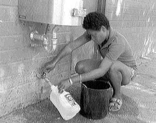 Sheri gets water